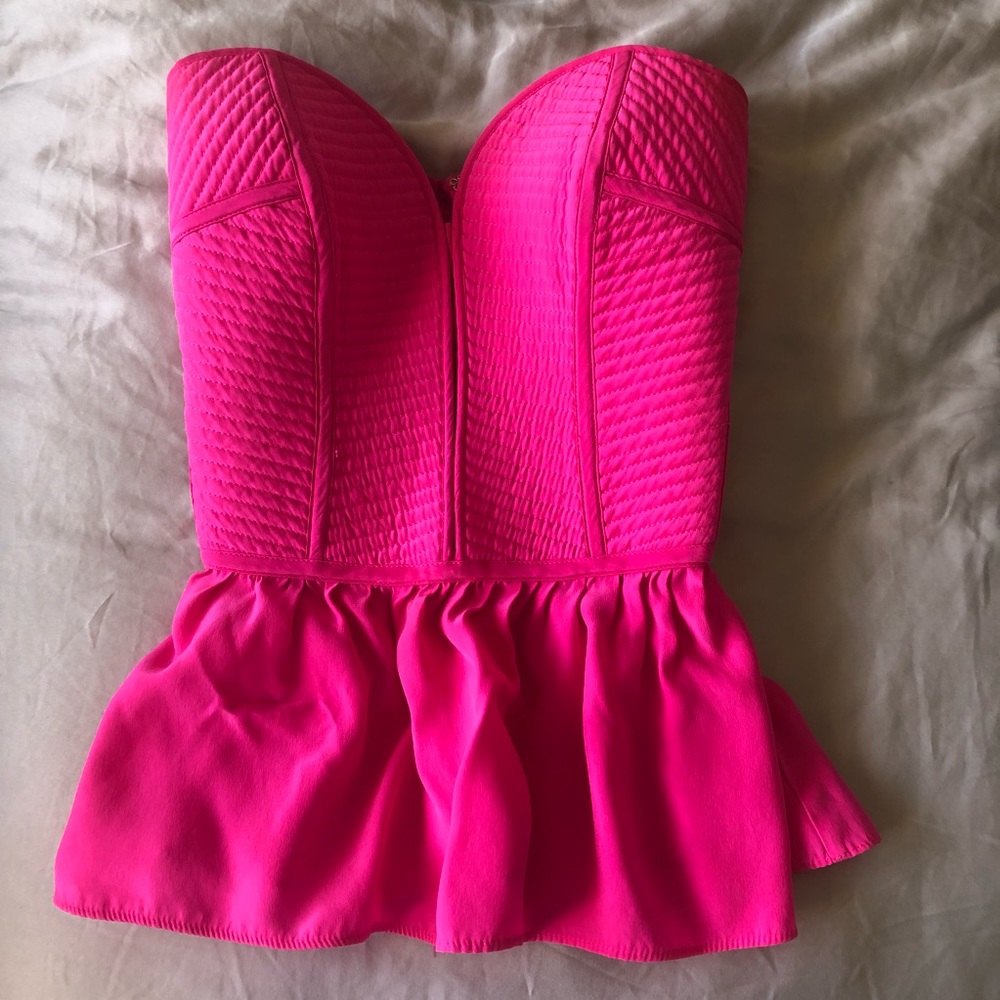 Parker Strapless Pink Corset Peplum Top
